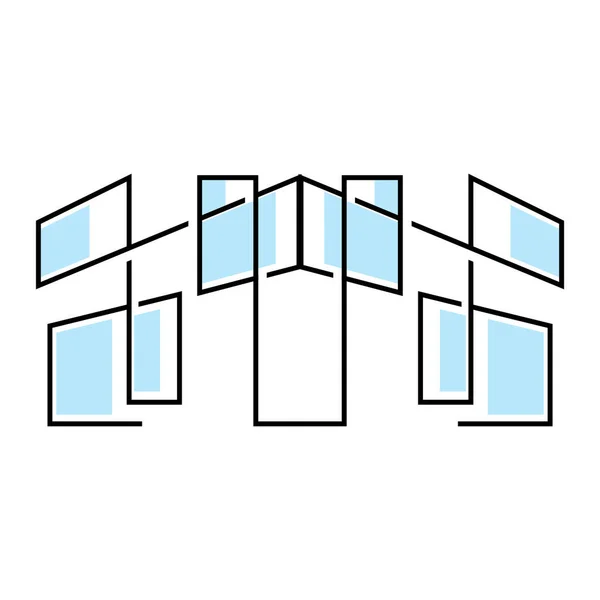 Skyline Logosu Basit Modern Gökdelenler Tasarımı Vektör Şehir Binaları Simge — Stok Vektör