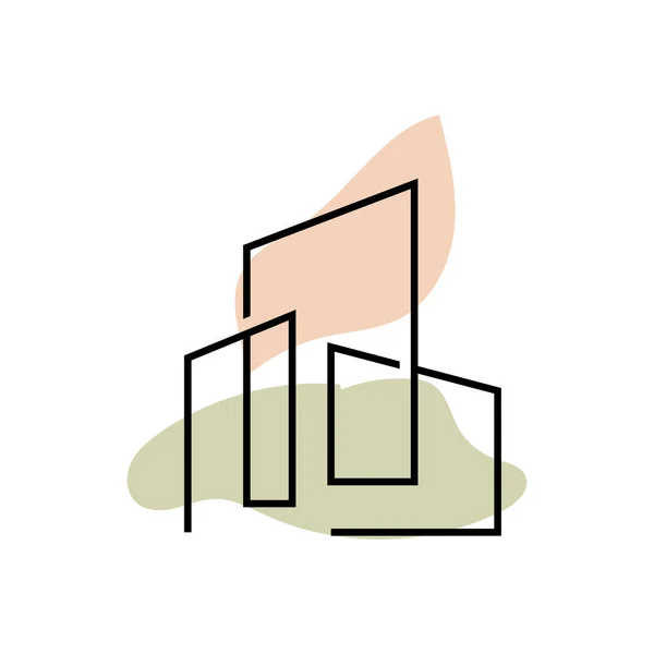 Skyline Logo Einfaches Modernes Design Von Wolkenkratzern Vektor Stadtbild Gebäude — Stockvektor