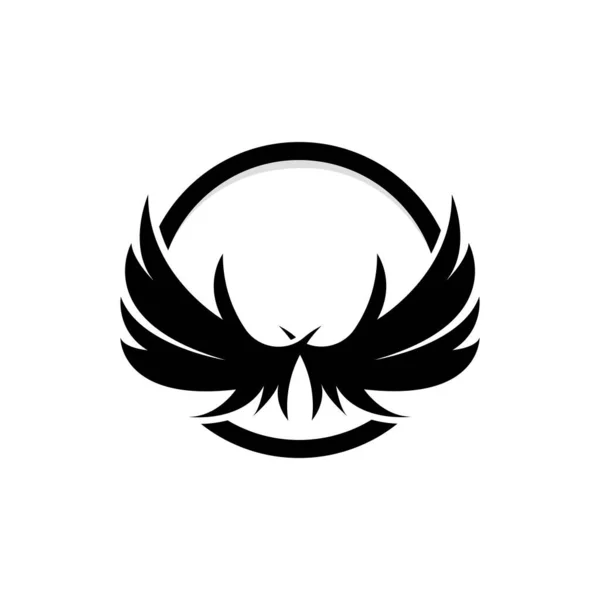 Wing Logo Design Vector Eagle Falcon Wings Beauty Flying Bird — Stockvector