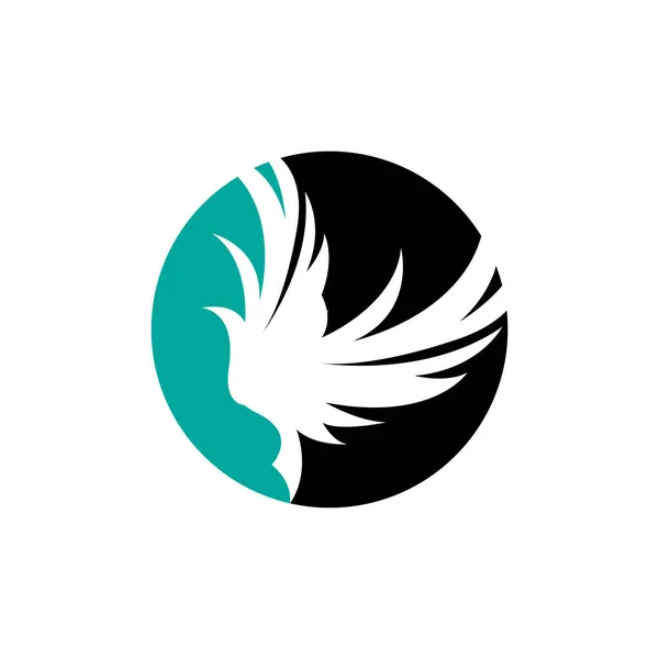 Wing Logo Design Vector Eagle Falcon Wings Beauty Flying Bird — Stock Vector