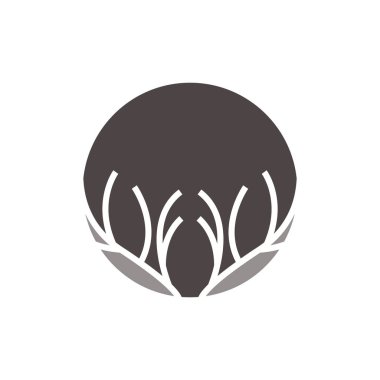 Geyik boynuzu logosu, Hayvan Vektörü, Minimalist Basit Tasarım, Çizim Sembolü Simgesi Simgesi Simgesi Simgesi