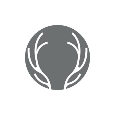Geyik boynuzu logosu, Hayvan Vektörü, Minimalist Basit Tasarım, Çizim Sembolü Simgesi Simgesi Simgesi Simgesi
