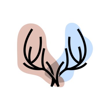 Geyik boynuzu logosu, Hayvan Vektörü, Minimalist Basit Tasarım, Çizim Sembolü Simgesi Simgesi Simgesi Simgesi