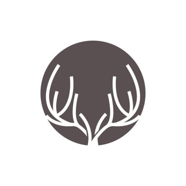 Geyik boynuzu logosu, Hayvan Vektörü, Minimalist Basit Tasarım, Çizim Sembolü Simgesi Simgesi Simgesi Simgesi