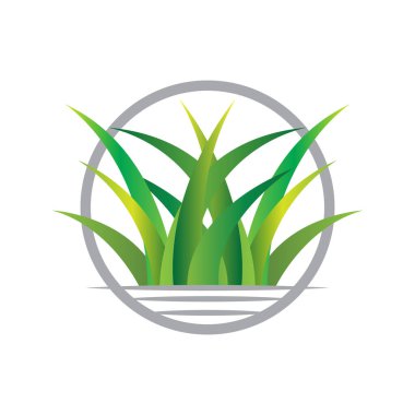 Green Grass Logo Design, Farm Landscape Illustration, Natural Scenery Vector