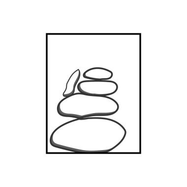 Taş Logo, Vektör Zen Meditasyon Taş Dengesi Sükunet, Yoga Minimalist Basit Tasarım, Silüet Çizimi