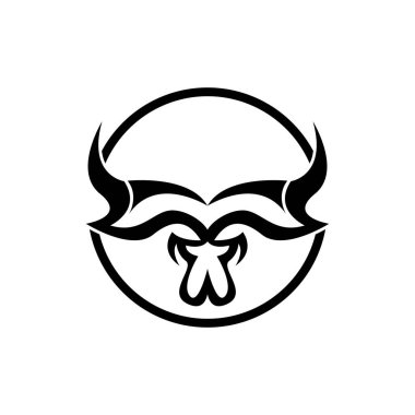 Buffalo Logosu, Hayvancılık Çiftliği Hayvan Vektörü, Buffalo Baş Tasarımı Basit Şablon