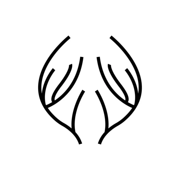 Geyik Boynuzu Logosu Hayvan Vektörü Minimalist Basit Tasarım Çizim Sembolü — Stok Vektör
