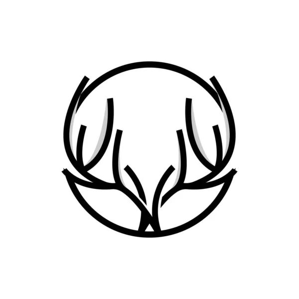 Logotipo Cuerno Ciervo Vector Animal Diseño Simple Minimalista Icono Símbolo — Archivo Imágenes Vectoriales