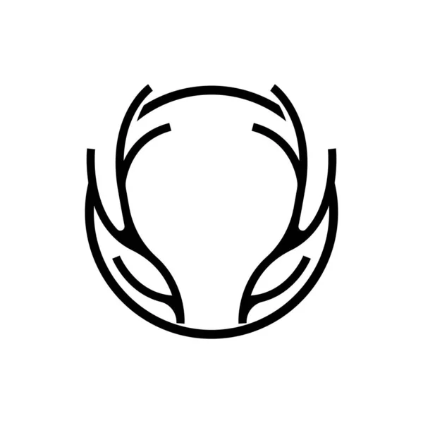 Logotipo Cuerno Ciervo Vector Animal Diseño Simple Minimalista Icono Símbolo — Archivo Imágenes Vectoriales