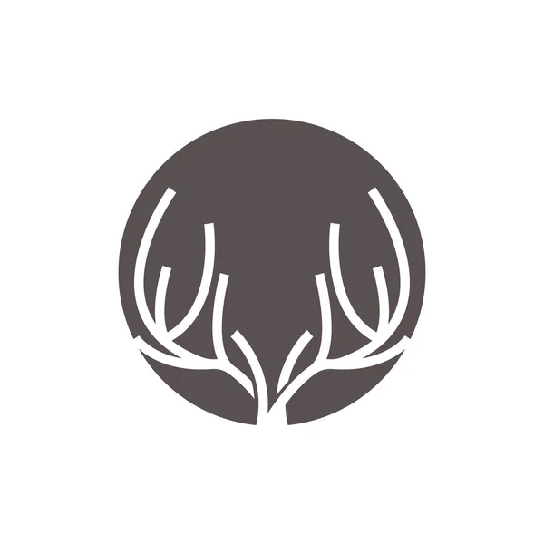 Hjorthorn Logo Djur Vektor Minimalistisk Enkel Design Illustration Symbol Ikon — Stock vektor