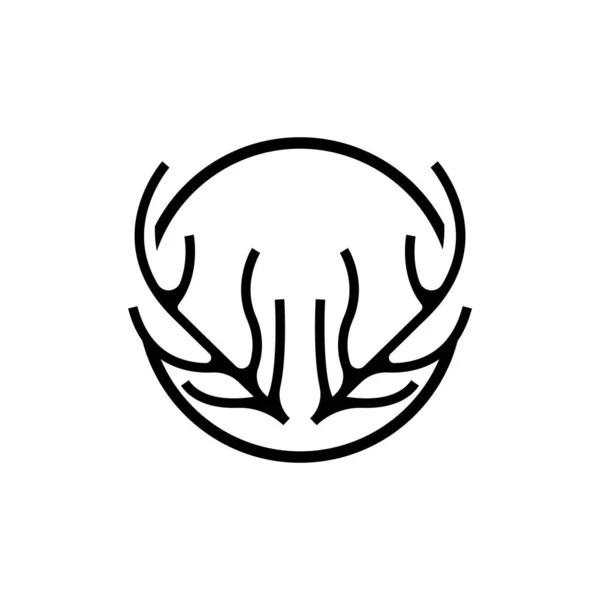 Geyik Boynuzu Logosu Hayvan Vektörü Minimalist Basit Tasarım Çizim Sembolü — Stok Vektör