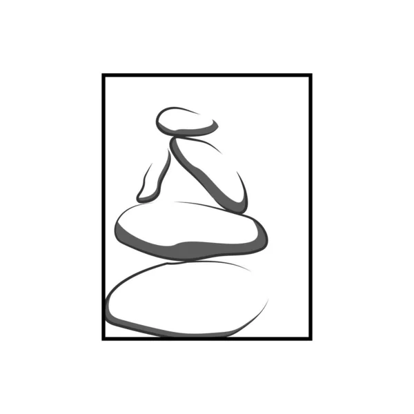 Stone Logo Vector Zen Meditatie Stone Balance Tranquility Yoga Minimalistisch — Stockvector