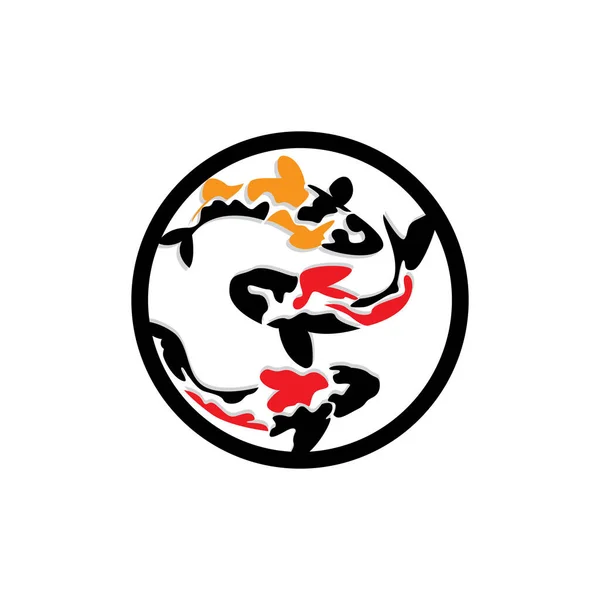 Conception Logo Poisson Koi Chinois Chanceux Triomphe Vecteur Poisson Ornemental — Image vectorielle