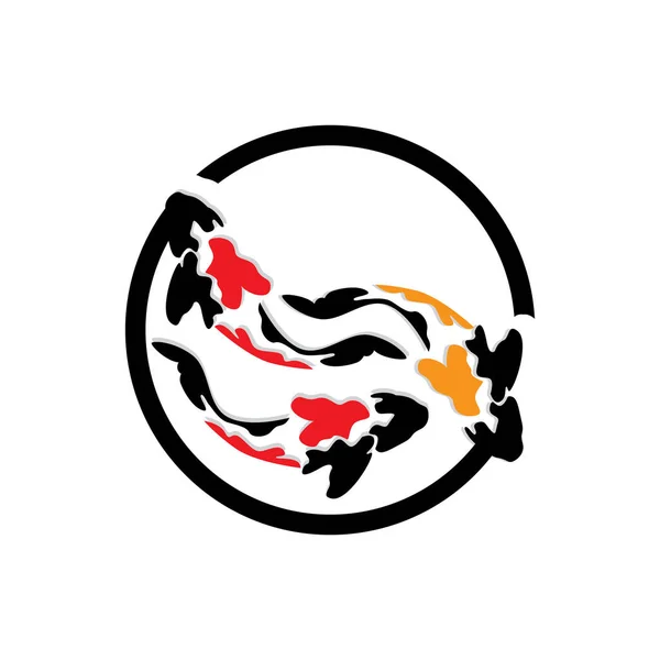 Koi Fisch Logo Design Chinese Lucky Triumph Ornamental Fish Vector — Stockvektor