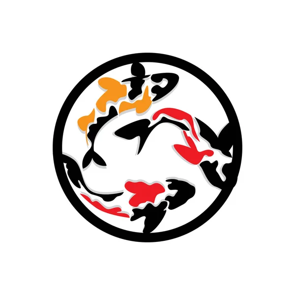 Koi Fish Logo Design Chiński Lucky Triumph Wektor Ryb Ozdobnych — Wektor stockowy