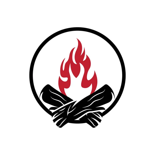 Logo Bonfire Bois Brûlant Conception Feu Camping Aventure Vintage — Image vectorielle