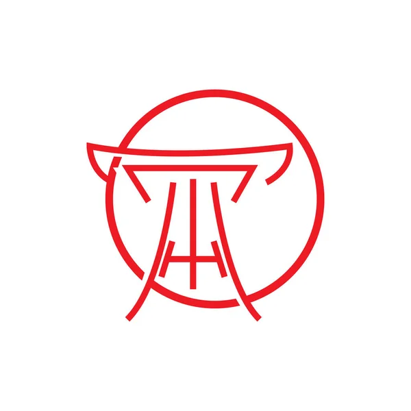 Logo Torii Gate Japońska Ikona Bramy Chińska Ilustracja Szablon Marki — Wektor stockowy