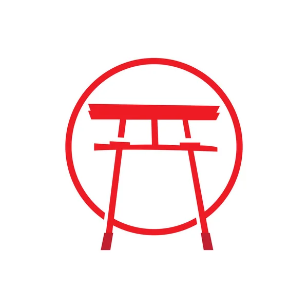 Torii Gate Logo Japanese History Gate Icon Vector Chinese Illustration — 스톡 벡터