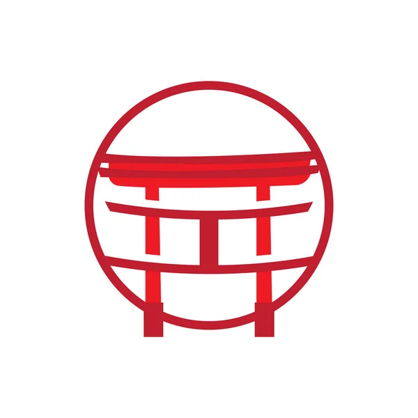 Torii Gate Logo Japanese History Gate Icon Vector Chinese Illustration — Stock Vector