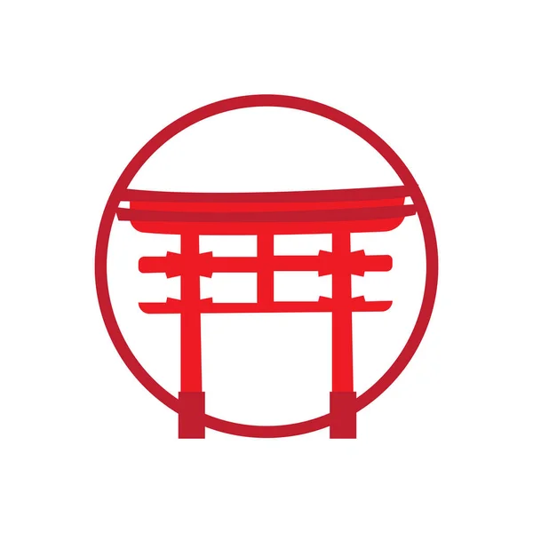 Logo Puerta Torii Vector Icono Puerta Historia Japonesa Ilustración China — Vector de stock