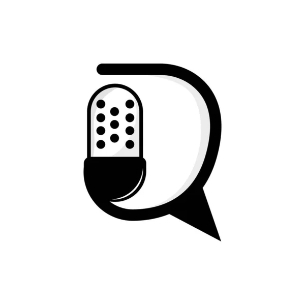 Podcast Logo Vector Headset Chat Simple Vintage Microphone Design — Stok Vektör