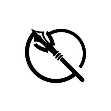 Ok başlı mızrak logosu, ok avcısı hippi silah tasarımı, vektör ilüstrasyon şablonu