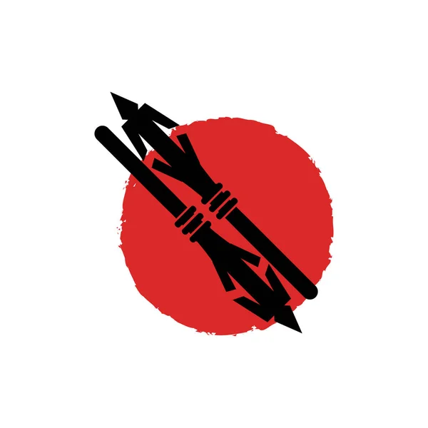 Arrowhead Spear Logo Arrow Hunting Hipster Weapon Design Modello Illustrazione — Vettoriale Stock