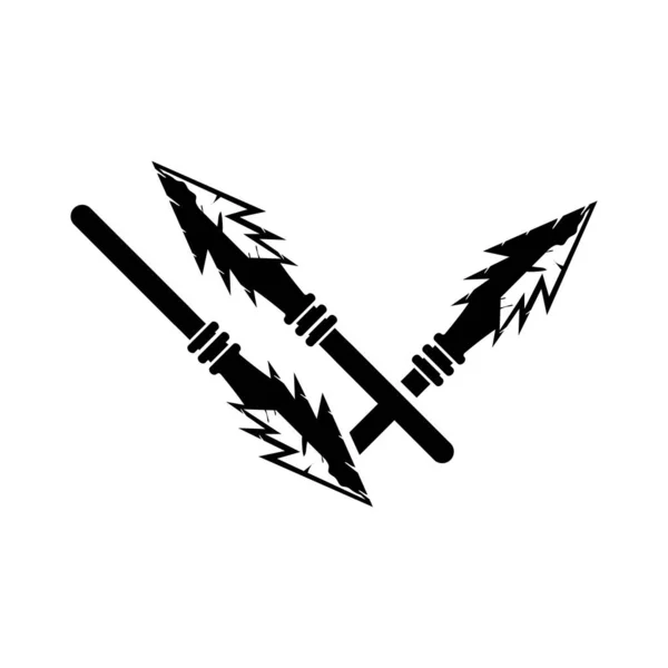 Başlı Mızrak Logosu Avcısı Hippi Silah Tasarımı Vektör Ilüstrasyon Şablonu — Stok Vektör