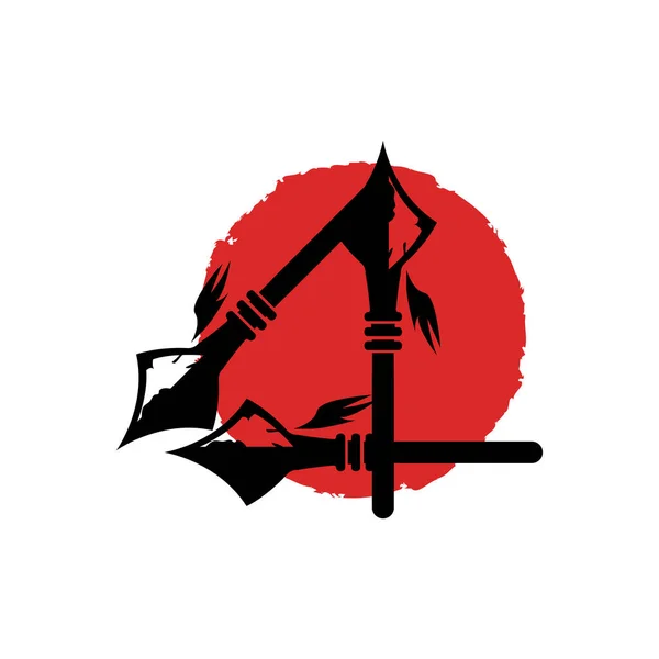 Arrowhead Spear Logo Arrow Hunting Hipster Weapon Design Modelo Ilustração —  Vetores de Stock