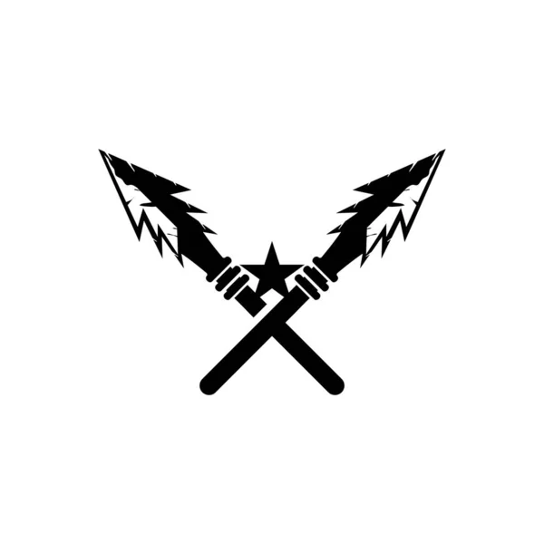 Pfeilspitze Speer Logo Pfeiljagd Hipster Weapon Design Vektor Illustration Template — Stockvektor