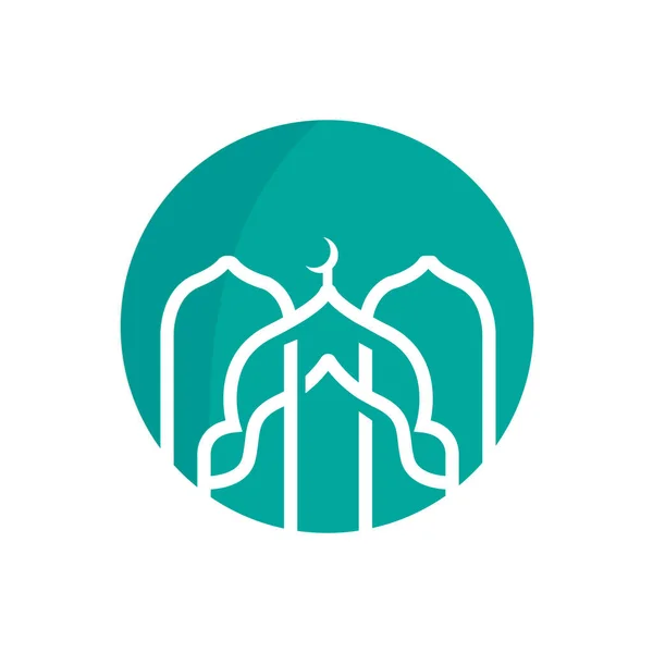 Mosque Logo Islamic Worship Design Eid Fitr Mosque Building Vector — Stock Vector