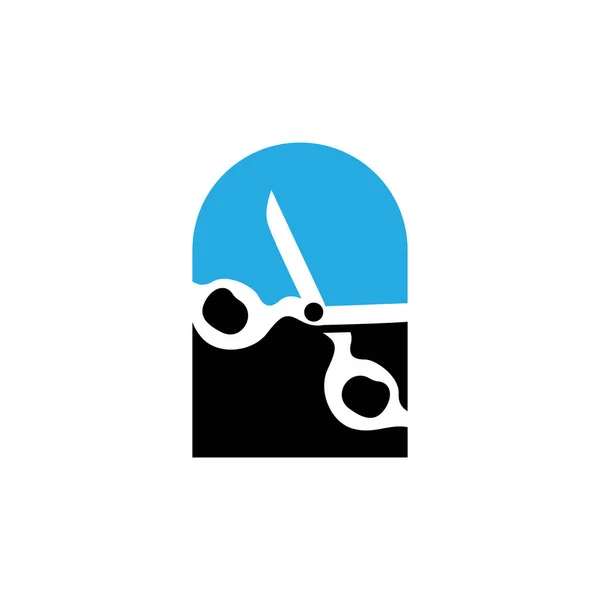 Scissors Logo Cutting Tools Vector Barbershop Razor Scissors Simple Design — Stock Vector