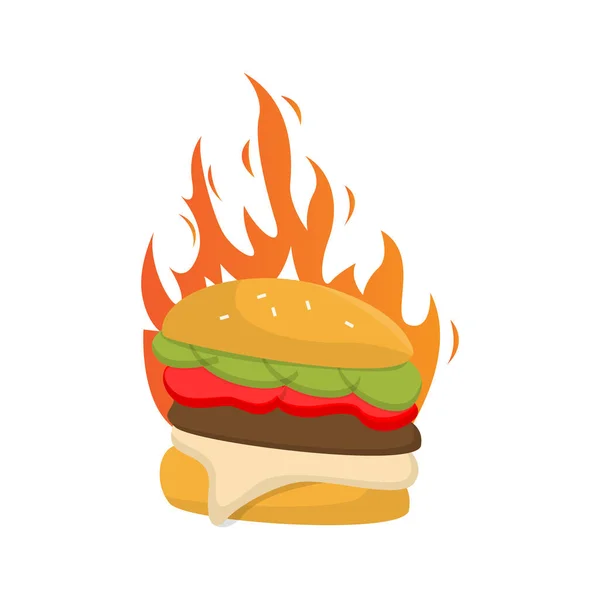 Логотип Бургера Дизайн Фаст Фуда Иллюстрация Вектора Хлеба Мяса — стоковый вектор