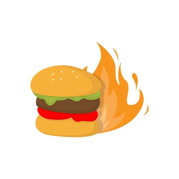 Hamburger Logosu Fast Food Tasarımı Ekmek Vektörü Çizim Sembolü Şablonu — Stok Vektör