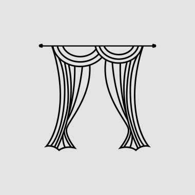 Home And Exhibition Curtain Logo Design, Building Decoration Vector Illustration