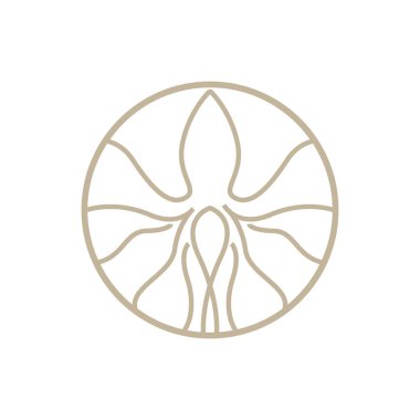 Ahtapot Logosu, Basit Hat Tasarımı, Deniz Hayvanları Vektörü Japon Deniz Ürünleri İçi, Simge Simgesi İllüstrasyonu