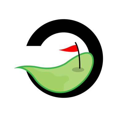 Golf logosu, Vektör Golf Topu ve Golf Kulübü, Açık Hava Spor Oyunu, Disiplin Tasarımı, Simge Şablonu
