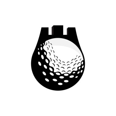 Golf logosu, Vektör Golf Topu ve Golf Kulübü, Açık Hava Spor Oyunu, Disiplin Tasarımı, Simge Şablonu