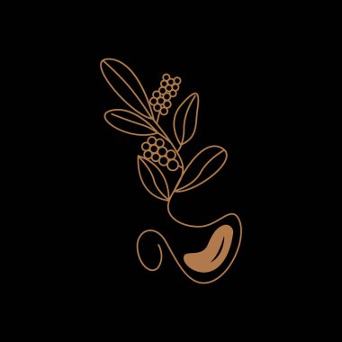Kahve Logosu, Kahve Ağacı Tasarımı, Kafe İçecek Vektörü, Simge Çizim Sembolü