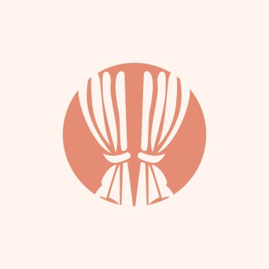 Home And Exhibition Curtain Logo Design, Building Decoration Vector Illustration