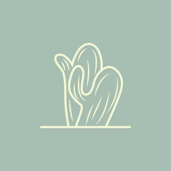 Kaktüs Logosu Basit Çizgi Kaktüsü Tasarımı Yeşil Santral Vektörü Simge — Stok Vektör