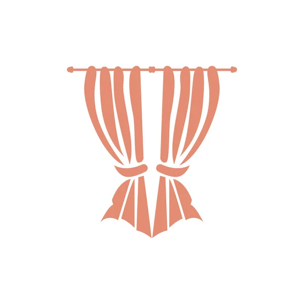 Αρχική Σελίδα Και Έκθεση Curtain Λογότυπο Σχεδιασμός Κτίριο Διακόσμηση Εικονογράφηση — Διανυσματικό Αρχείο