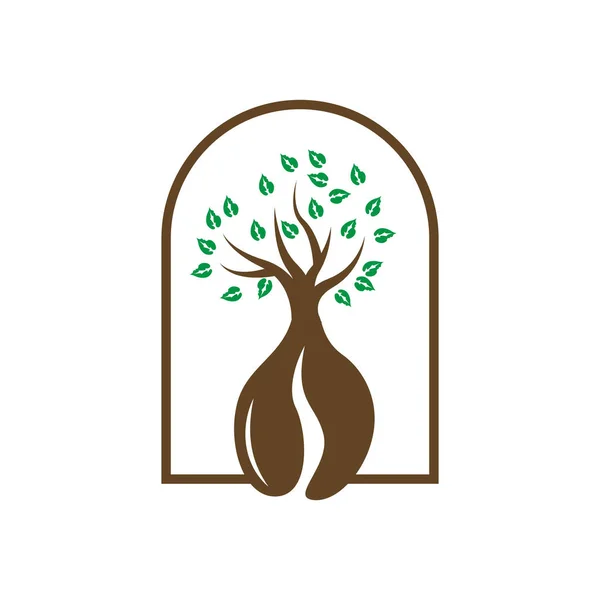 Kaffee Logo Coffee Tree Design Cafe Drink Vektor Symbolmarke Illustration — Stockvektor