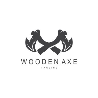 Balta Logosu, Ağaç Kesme Aracı, Kereste Vektörü, Basit Minimalist Tasarım, Sembol Şablonu