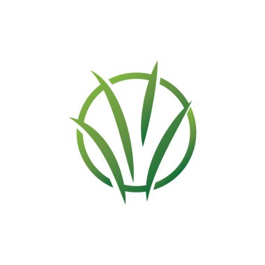 Green Grass Logo Design, Farm Landscape Illustration, Natural Scenery Vector