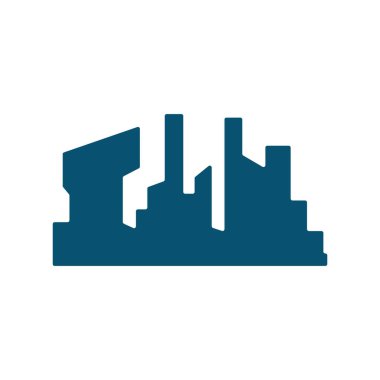 Skyline Logosu, Basit Modern Gökdelenler Tasarımı, Vektör Şehir Binaları, Simge Görünümü