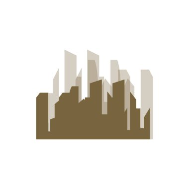 Skyline Logosu, Basit Modern Gökdelenler Tasarımı, Vektör Şehir Binaları, Simge Görünümü