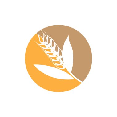 Buğday Logosu, Basit Çiftçi Bahçesi Tasarımı, Vektör Şablonu Siluet Çizimi