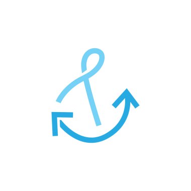 Basit Gemi Çapa Logosu Tasarımı, Siluet Vektör Çizimi